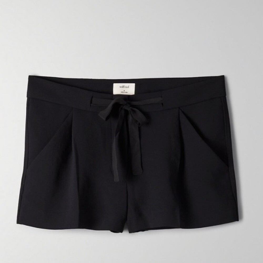 ARITZIA Wilfred Exergue Pleated Tie Front Black Minimalist Dress Short Size 8 - Picture 3 of 13